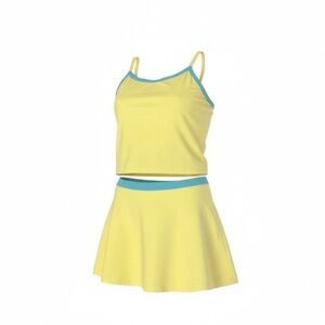 Vintage 90’s LBH Yellow Tennis Golf Pickleball Tank Skirt Set Sz Small Preppy